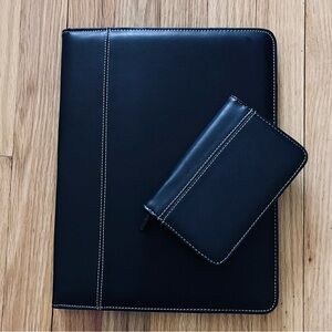 Black Leather Padfolio & Agenda Set, Exc Condition